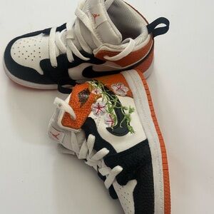 Jordan Kids Sneakers - Black, White, and Orange